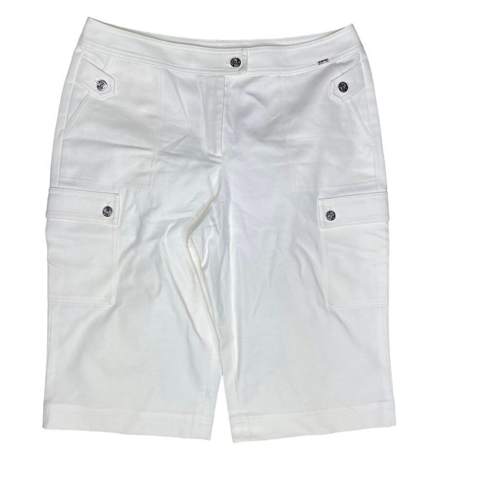 St. John White Capri Pants Cargo Wide Leg Size 12